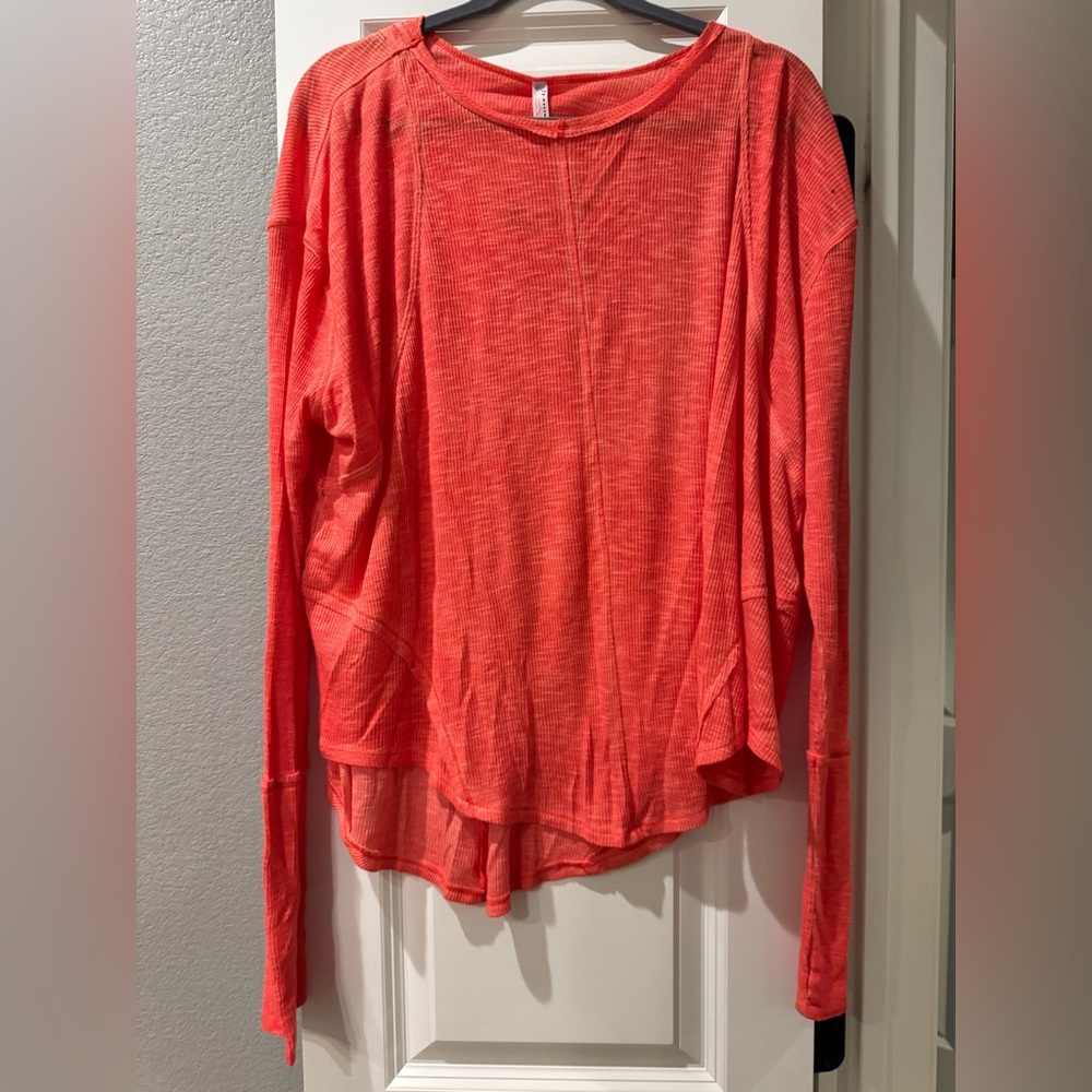 Vibrant Coral Long Sleeve Women's Sweatshirt